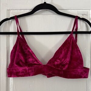 Urban Outfitters Velvet Bralette in Deep Fuchsia